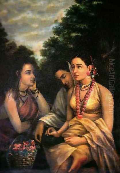 Sakunthala Oil Painting by Raja Ravi Varma