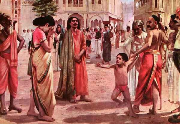 Harischandra in Distress Oil Painting by Raja Ravi Varma