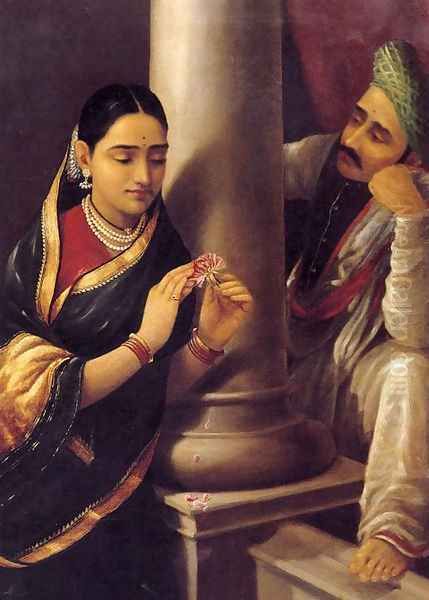 Stolen Interview Oil Painting by Raja Ravi Varma