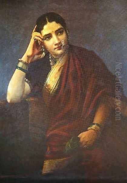 Expectation Oil Painting by Raja Ravi Varma