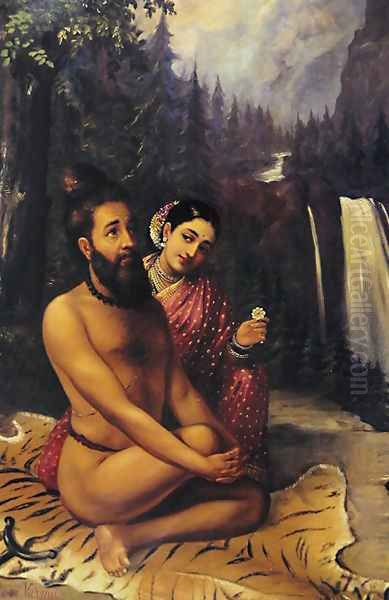 Vishwamitra and Menaka Oil Painting by Raja Ravi Varma