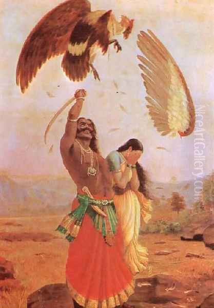 Jatayu Vadha Oil Painting by Raja Ravi Varma