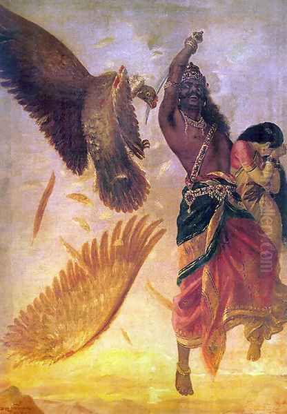 Jatayu Vadham Oil Painting by Raja Ravi Varma