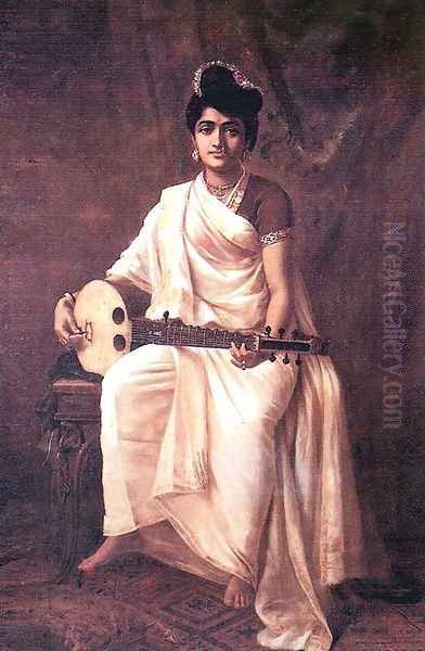 Malabar Lady Oil Painting by Raja Ravi Varma