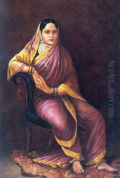 Maharani Chimanbai 2 Oil Painting by Raja Ravi Varma