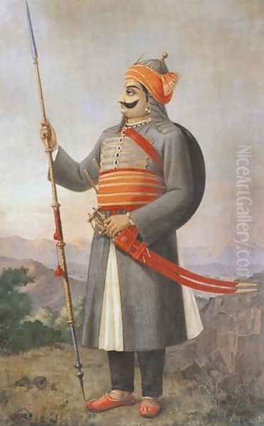 Maharana Prathap Singh Oil Painting by Raja Ravi Varma