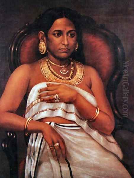 Reluctant Princess Oil Painting by Raja Ravi Varma