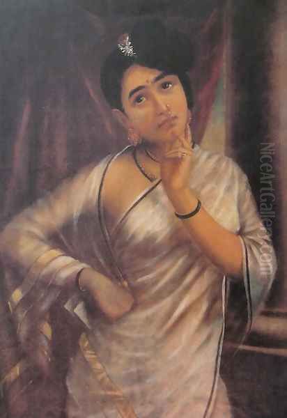 Reverie Oil Painting by Raja Ravi Varma