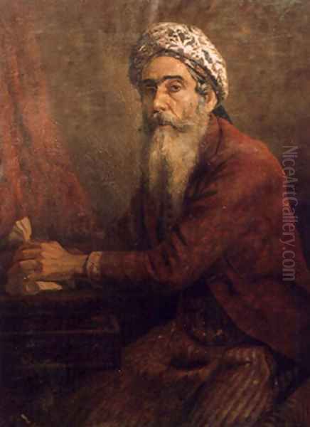 The Miser Oil Painting by Raja Ravi Varma