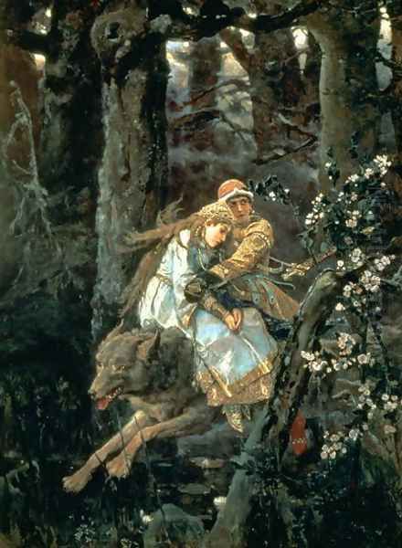 Prince Ivan on the Grey Wolf, 1889 Oil Painting by Viktor Vasnetsov