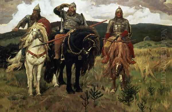 Epic Heroes Oil Painting by Viktor Vasnetsov