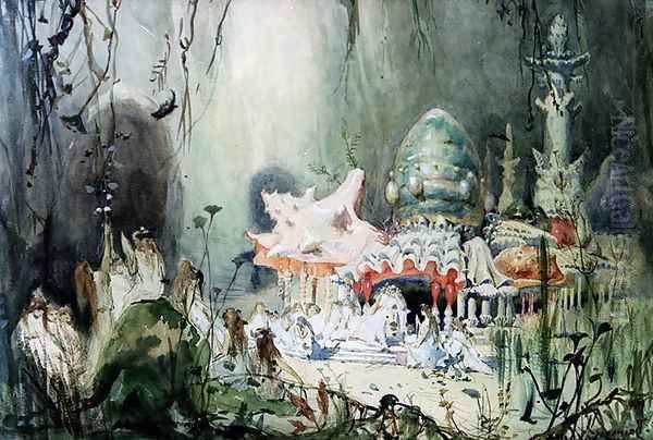 Sketch for the set of the opera 'Russalka' by Aleksandr Sergeyvich Dargomyzhsky (1813-69) 1884 Oil Painting by Viktor Vasnetsov