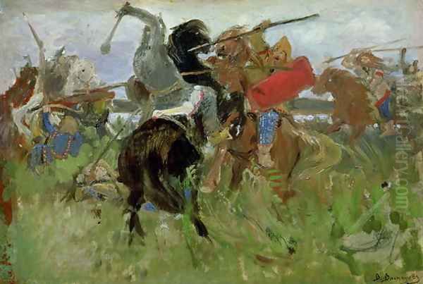 Battle between the Scythians and the Slavonians, 1879 Oil Painting by Viktor Vasnetsov