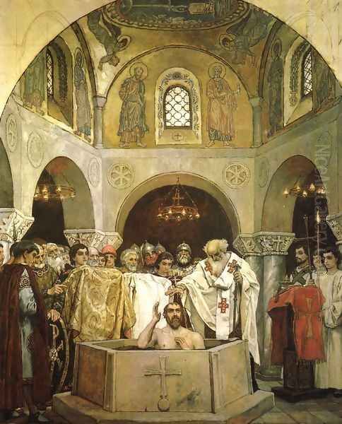 Baptism of Saint Prince Vladimir 1890 Oil Painting by Viktor Vasnetsov