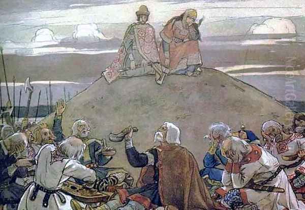 Commemorative feast after Oleg,1899 Oil Painting by Viktor Vasnetsov