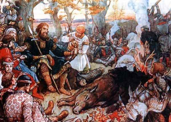 Monomakh rests after hunting Oil Painting by Viktor Vasnetsov