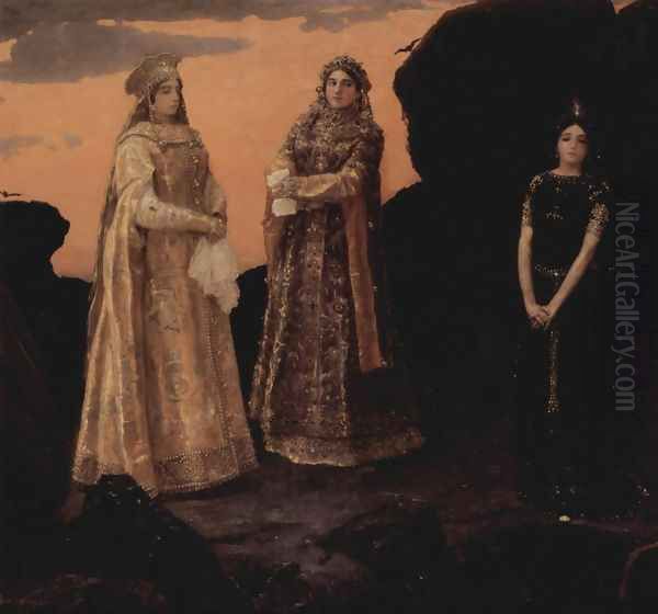 Three queens of the underground kingdom 1879 Oil Painting by Viktor Vasnetsov