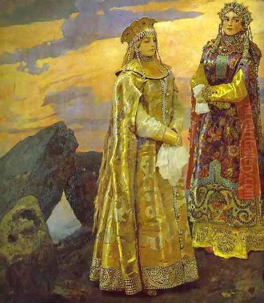 Three Tsarevnas of the Underground Kingdom (detail) Oil Painting by Viktor Vasnetsov