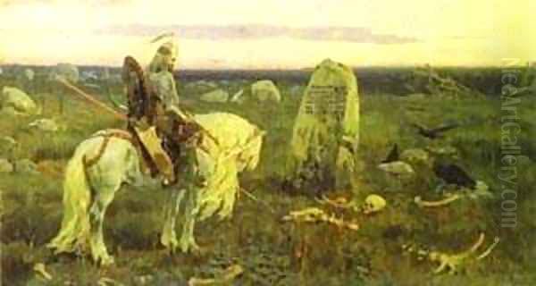 A Knight At The Crossroads 1878 Oil Painting by Viktor Vasnetsov