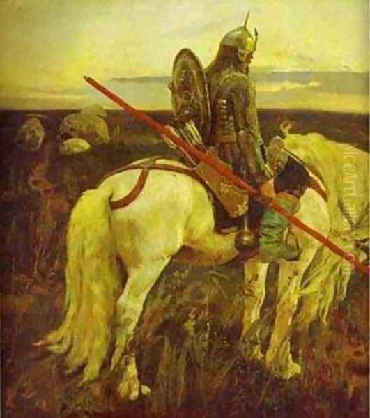 A Knight At The Crossroads Detail 1882 Oil Painting by Viktor Vasnetsov