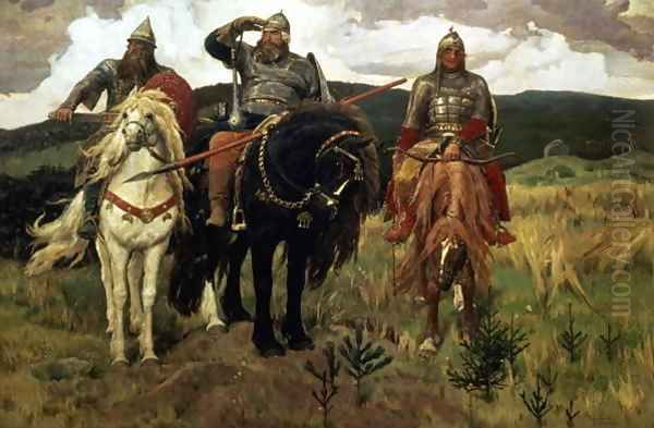 Warrior Knights 1881 98 Oil Painting by Viktor Vasnetsov