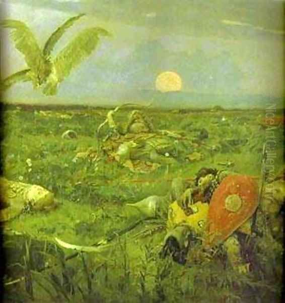 After Prince Igors Battle With The Polovtsy Detail 2 1880 Oil Painting by Viktor Vasnetsov