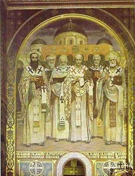 Orthodox Bishops 1885-96 Oil Painting by Viktor Vasnetsov