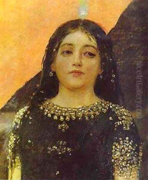 Three Tsarevnas Of The Underground Kingdom Detail 4 1884 Oil Painting by Viktor Vasnetsov