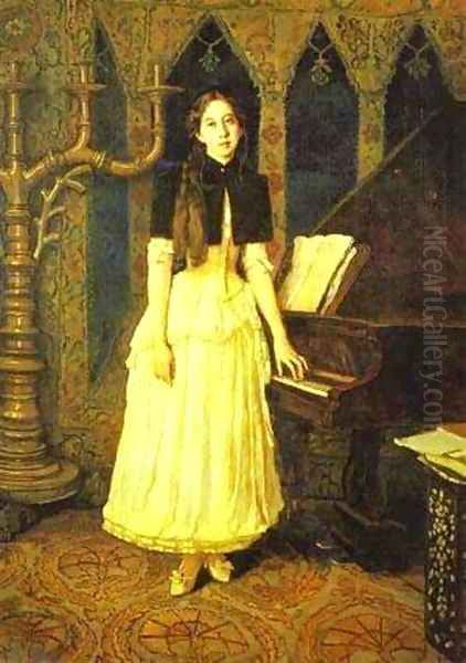 Portrait Of Elena Prakhova 1894 Oil Painting by Viktor Vasnetsov