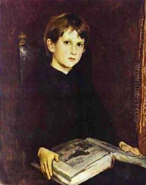 Portrait Of Michael Vasnetsov The Artists Son 1892 Oil Painting by Viktor Vasnetsov