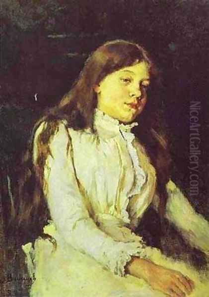 Portrait Of Natalia Mamontova 1883 Oil Painting by Viktor Vasnetsov