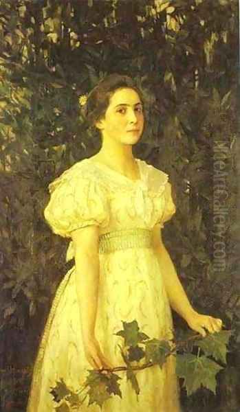 Portrait Of Vera Mamontova 1896 Oil Painting by Viktor Vasnetsov