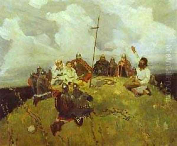 The Bard Bayan Sketch 1880 Oil Painting by Viktor Vasnetsov