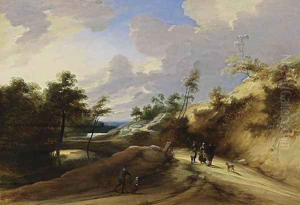 A Wooded Dune Landscape Oil Painting by Lodewijk De Vadder