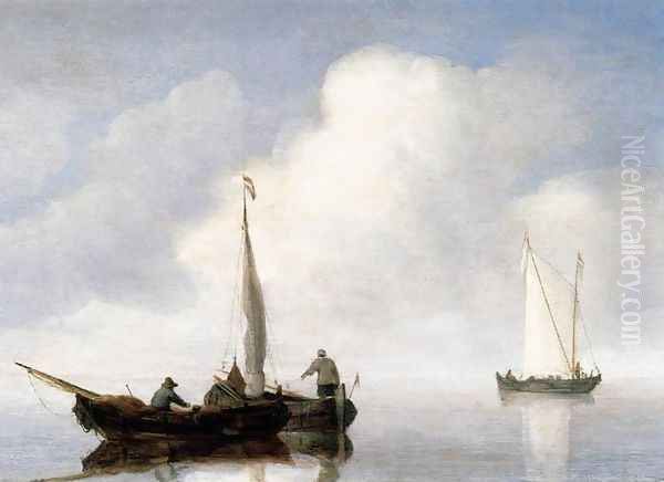 Small Craft In A Calm Off The Dutch Coast Oil Painting by Willem van de Velde the Younger