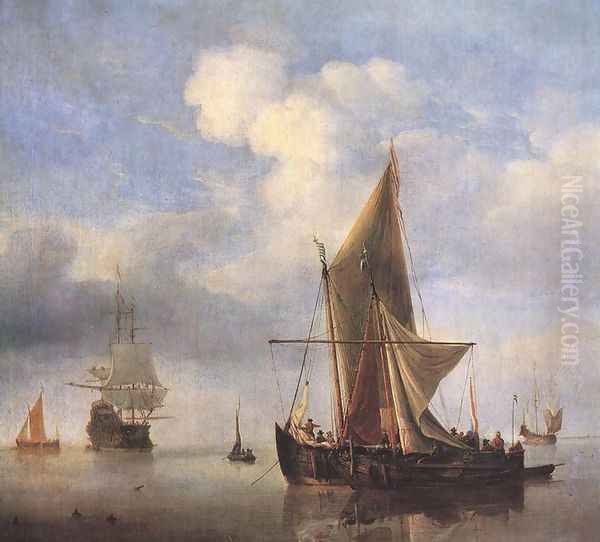 Calm Sea Oil Painting by Willem van de Velde the Younger