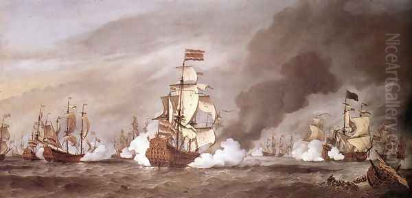 The Battle At Texel Oil Painting by Willem van de Velde the Younger