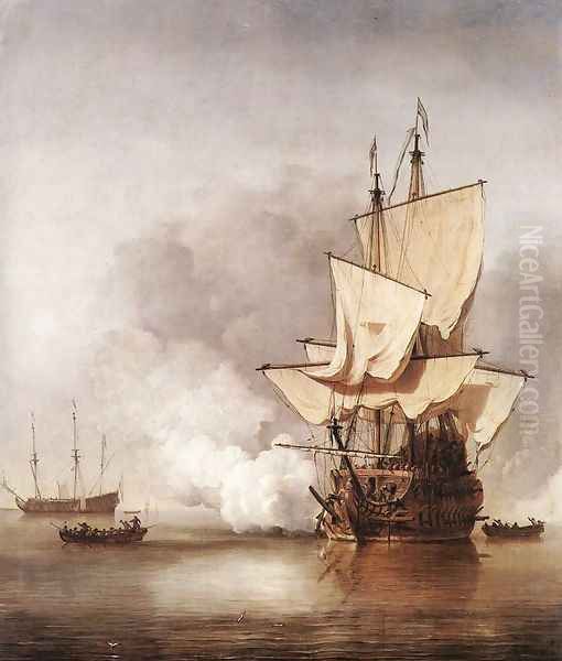 The Cannon Shot Oil Painting by Willem van de Velde the Younger