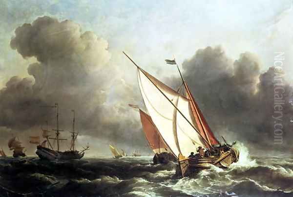 Dutch shipping offshore in a rising gale Oil Painting by Willem van de Velde the Younger