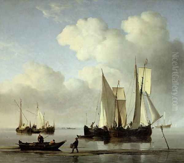 A Wijdship, a keep and other shipping in calm Oil Painting by Willem van de Velde the Younger