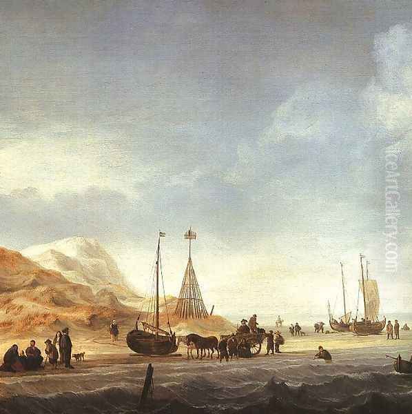 Beach Scene Oil Painting by Willem van de Velde the Younger