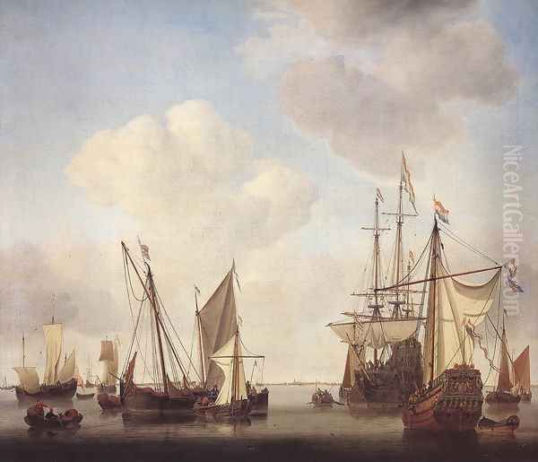 Warships at Amsterdam Oil Painting by Willem van de Velde the Younger