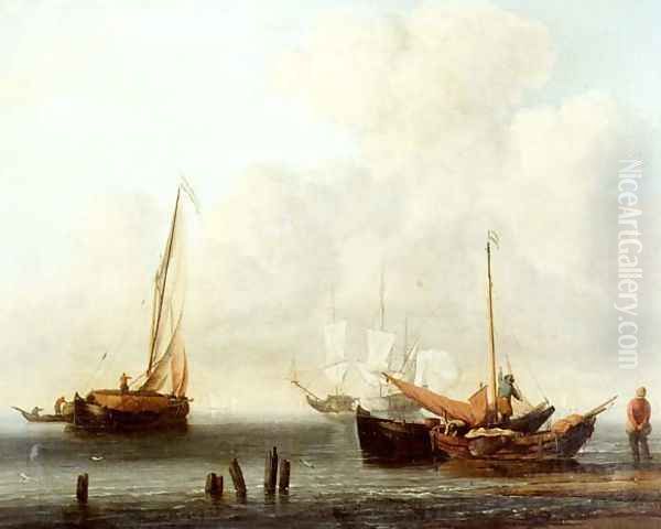 Two Fishing Boats Oil Painting by Willem van de Velde the Younger