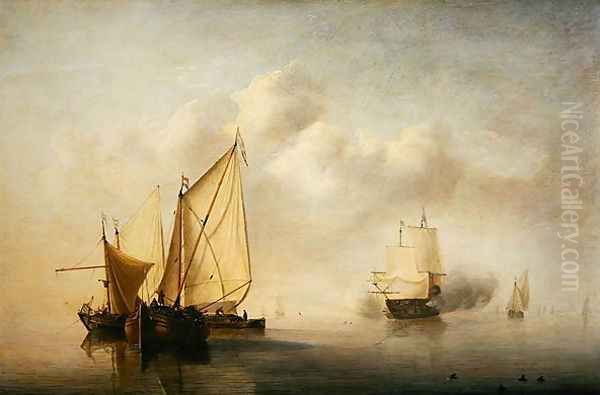 Calm Sea, 1653 Oil Painting by Willem van de Velde the Younger