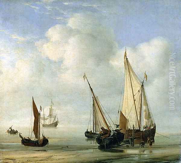 Calm Sea. c.1650 Oil Painting by Willem van de Velde the Younger