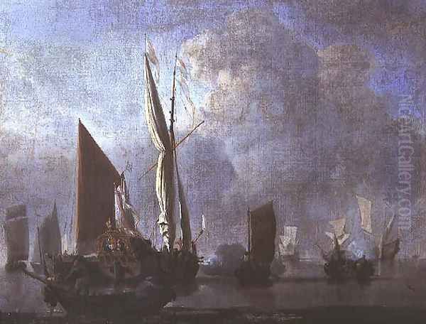 Naval Battle 2 Oil Painting by Willem van de Velde the Younger