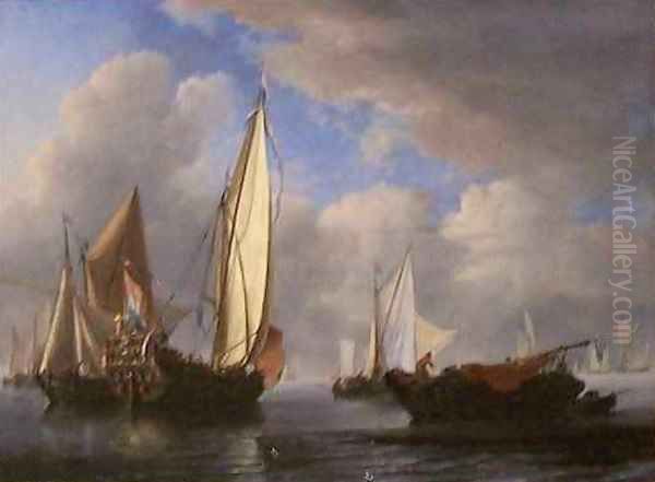 A Yacht and Other Vessels in a Cabin 2 Oil Painting by Willem van de Velde the Younger