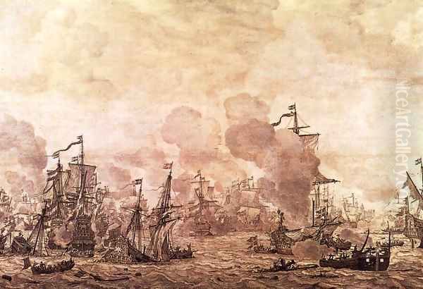 The Battle of the Sound 1658 Oil Painting by Willem van de Velde the Younger