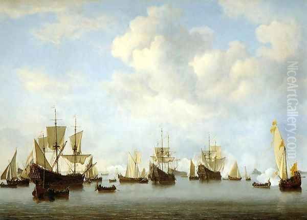 The Dutch Fleet in the Goeree Straits (Guinea) Oil Painting by Willem van de Velde the Younger