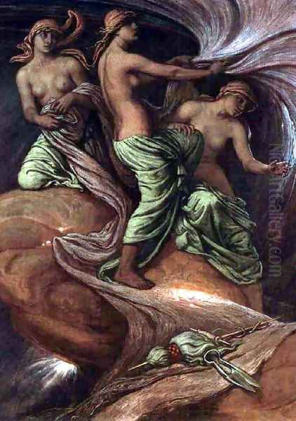 The Three Fates Oil Painting by Elihu Vedder